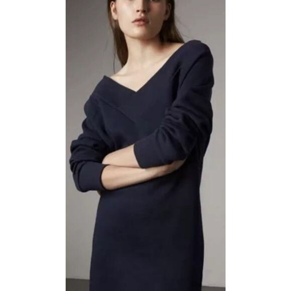 Burberry Woman Jersey Sweatshirt Dress In Navy Size Small - Picture 1 of 7